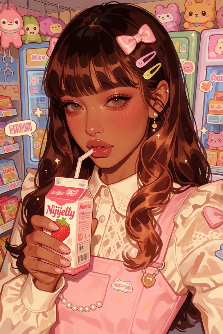nijijelly,  a polished half-body digital illustration of a beautiful South Asian woman,  is rendered in a pseudo-realistic...