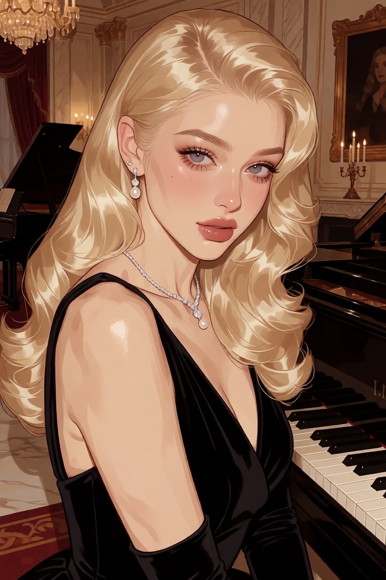 nijijelly,  a polished close-up digital illustration of a beautiful European woman,  is rendered in a pseudo-realistic por...