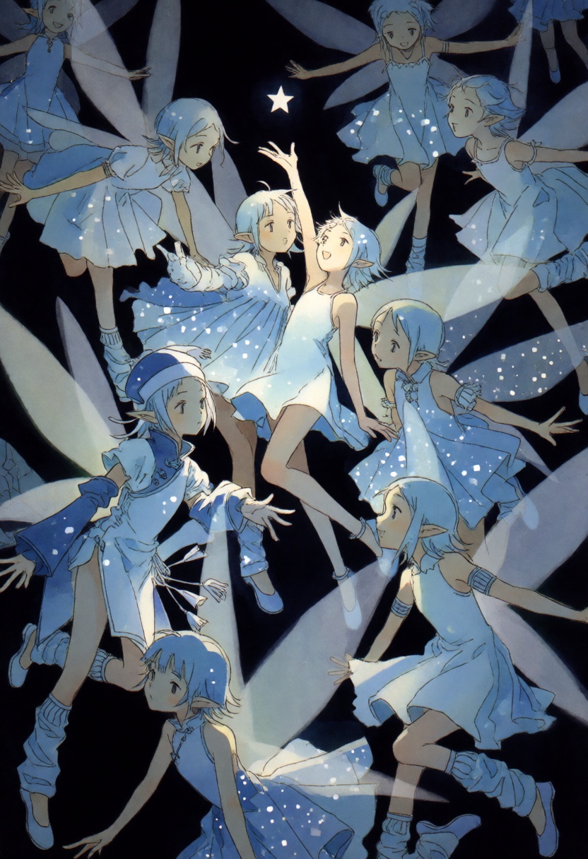 Illustration by Reiko Shimizu,  light blue theme,  1girl soul eater on Tensor.Art