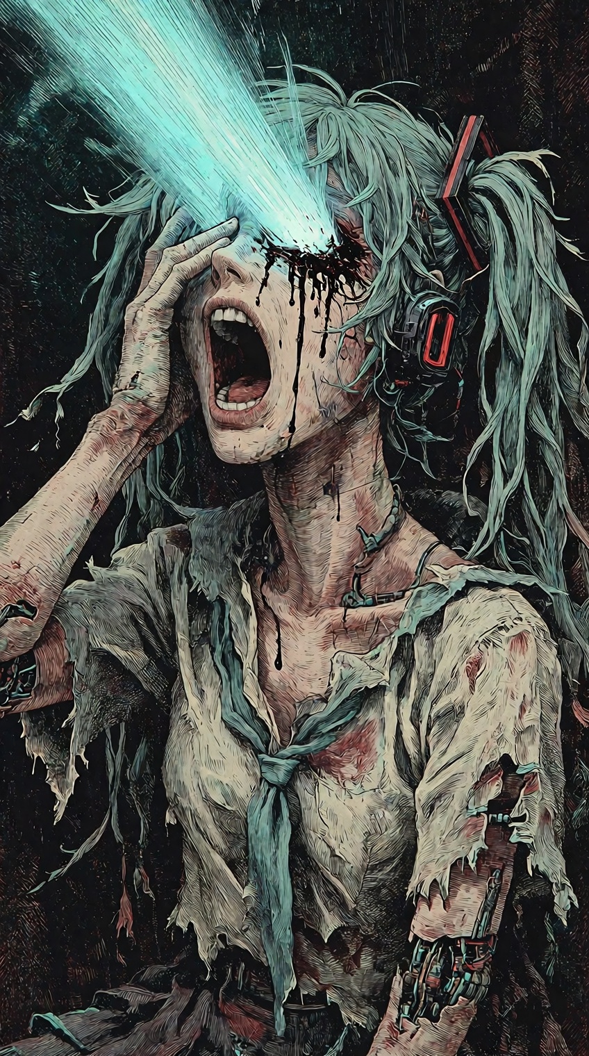 @cr00shatch,  A slender,  battered anime female figure with long on Tensor.Art