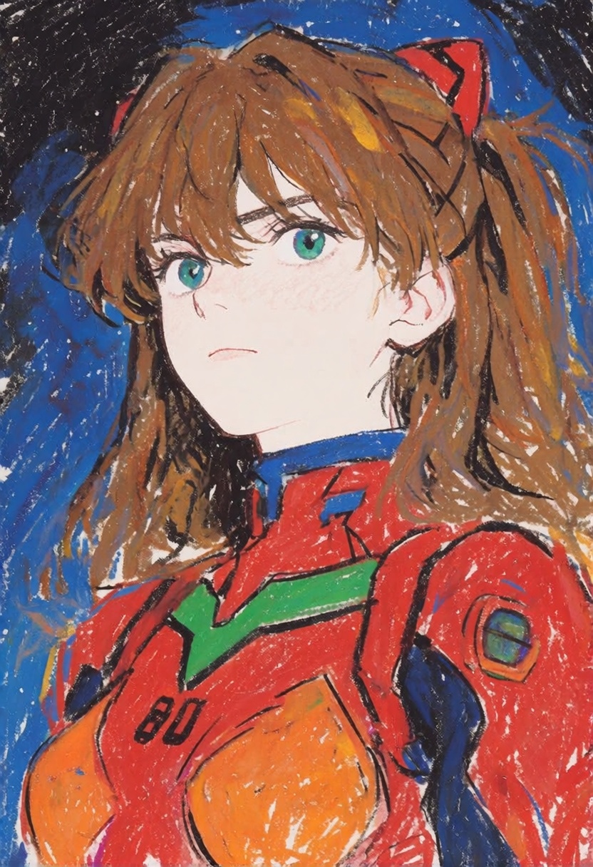 crayon_sketch,  1girl,  Asuka \Evangelion\ on Tensor.Art