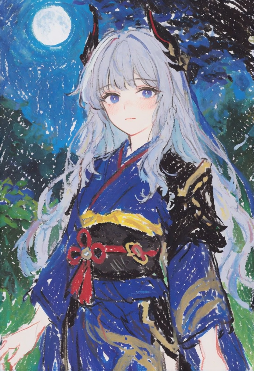 crayon_sketch,  1girl,  Ayaka \genshin_impact\ on Tensor.Art