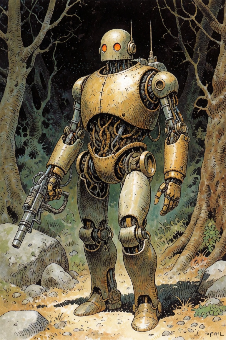 Masterpiece,  best quality,  robot in a forest on Tensor.Art