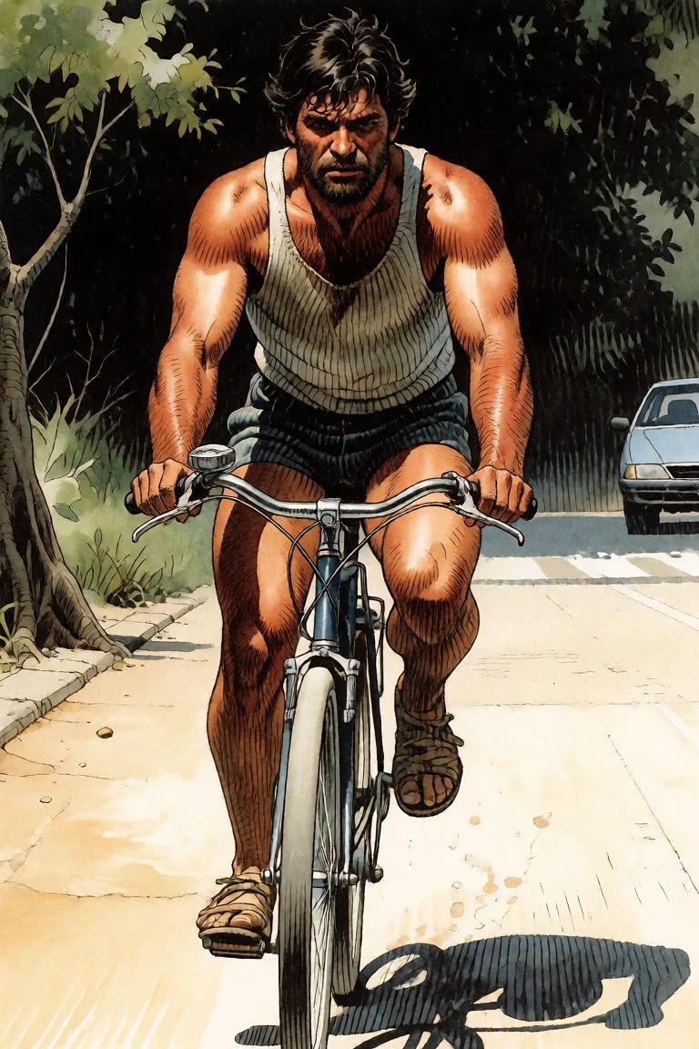 A man riding a bike on Tensor.Art