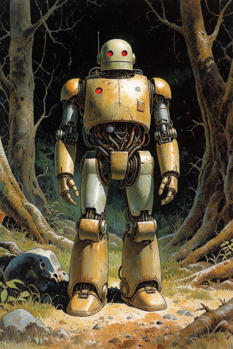 Masterpiece,  best quality,  robot in a forest on Tensor.Art