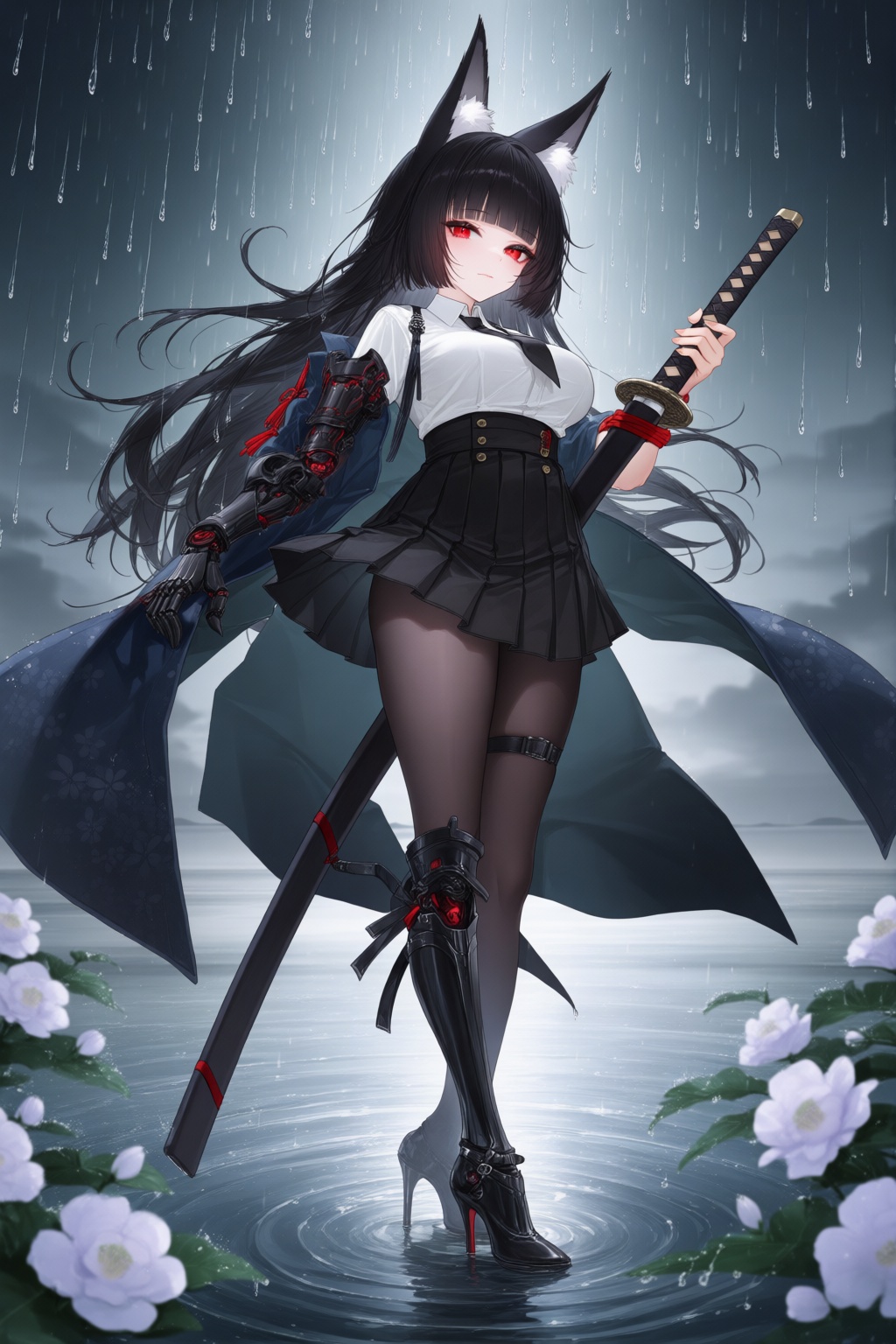 1girl,  rain,  weapon by 月大魔王|The Moonly Demon King on Tensor.Art