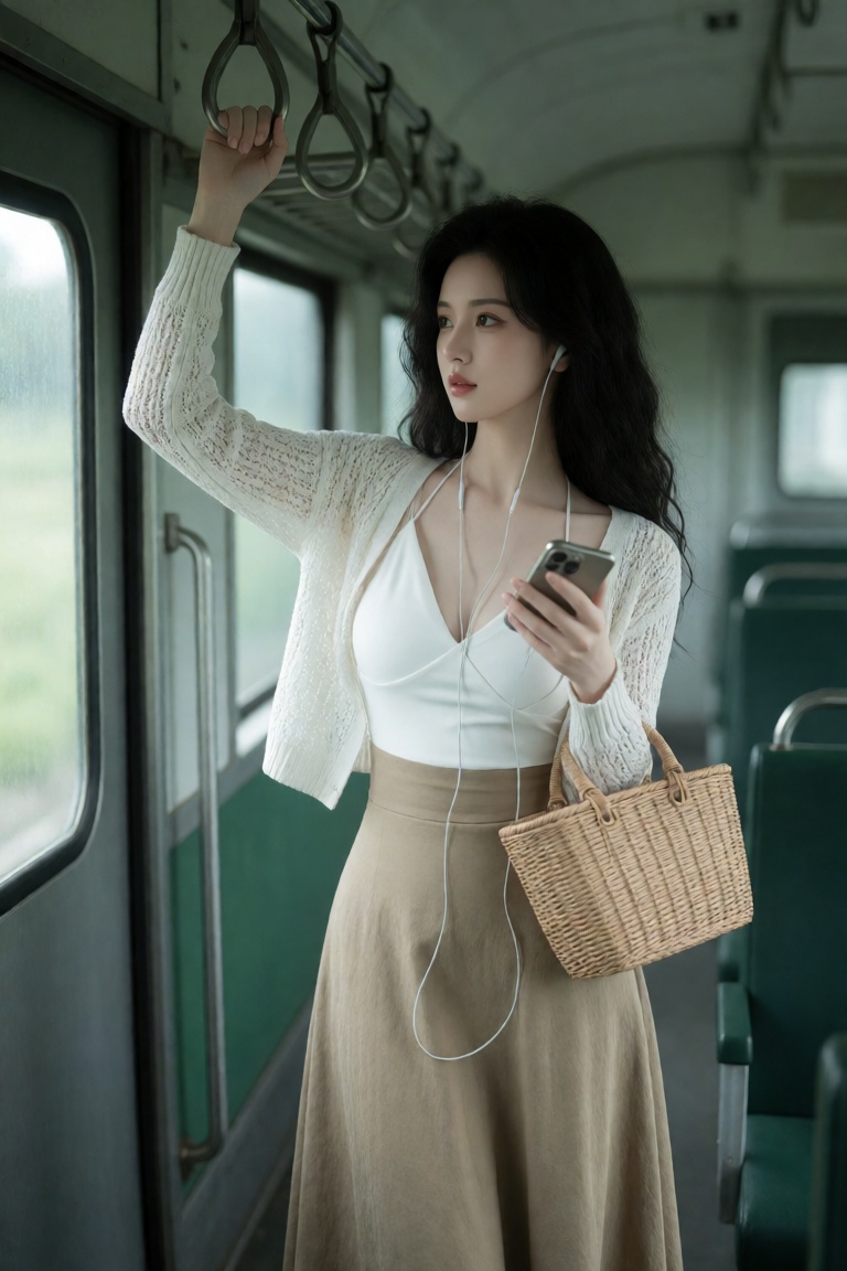 一个东方美女,  清瘦柔和鹅蛋脸,  细长清冷杏眼 by 夕木十八 on Tensor.Art