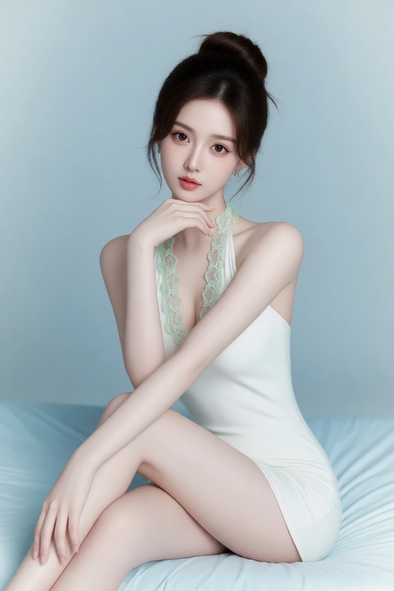 一个东方美女,  清新柔和鹅蛋脸,  清澈大眼 by 夕木十八 on Tensor.Art