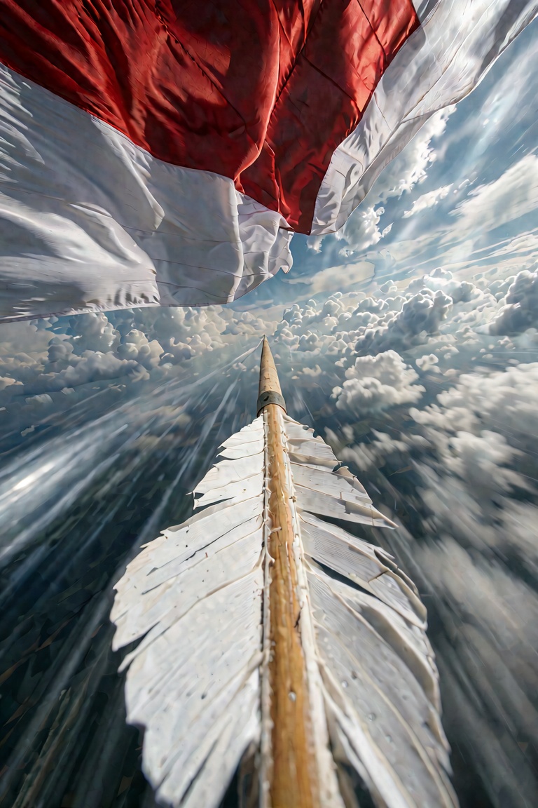 The camera is mounted only 3 centimeters behind the white feather fletching of the arrow,  making the feathers occupy near...