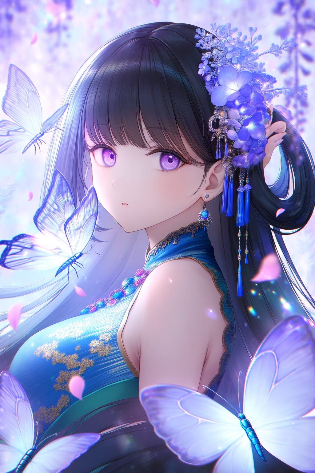 yoneyama mai,  1girl,  butterfly on Tensor.Art