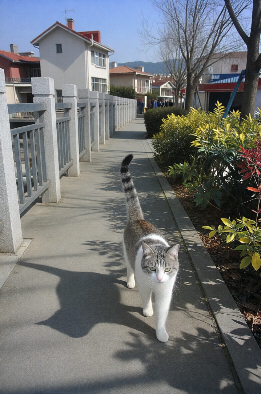 cat,  walks,  walkway on Tensor.Art