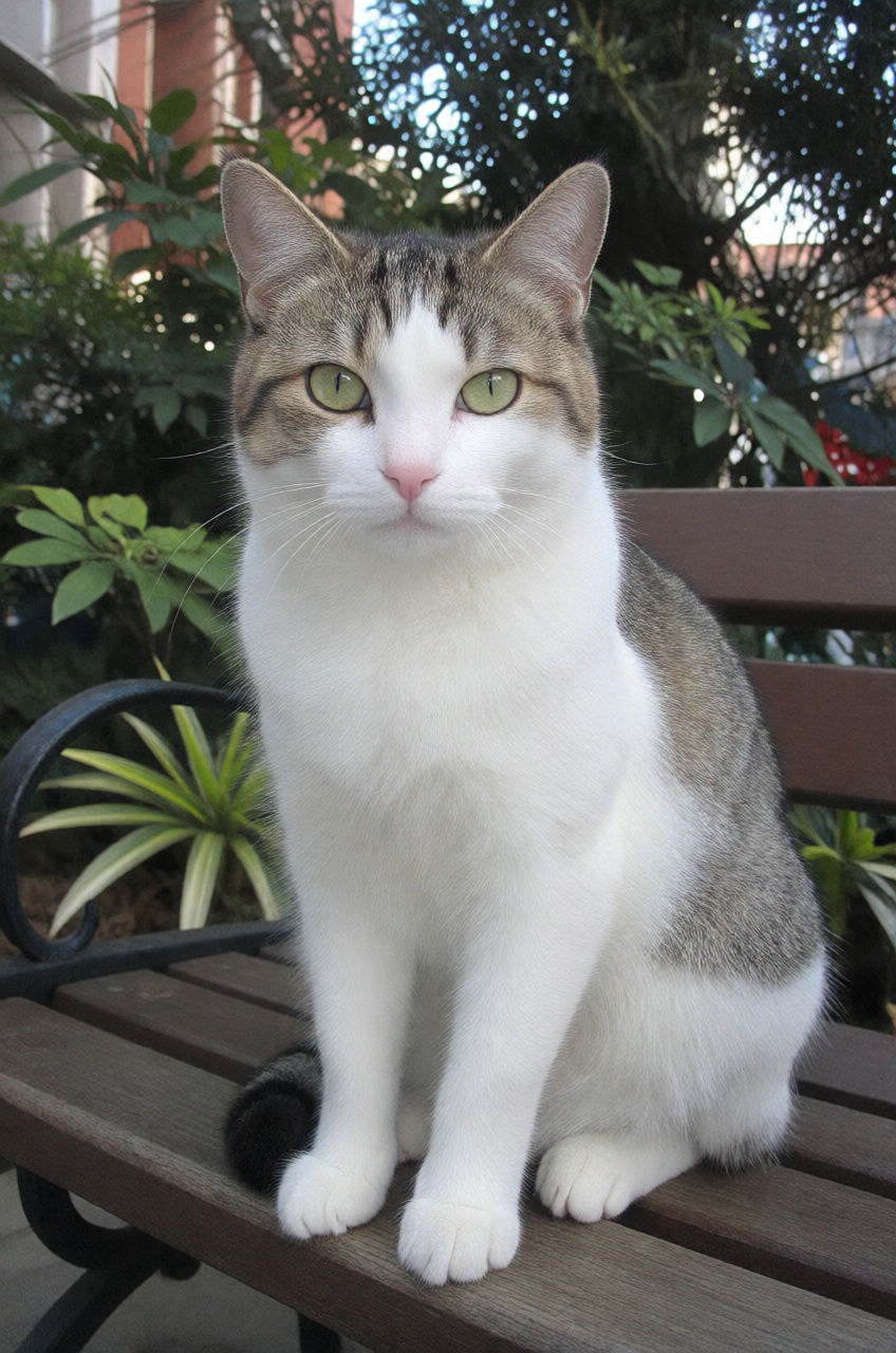 Cat 😺 on the bench crisp detail,  sharp focus,  high fidelity on Tensor.Art