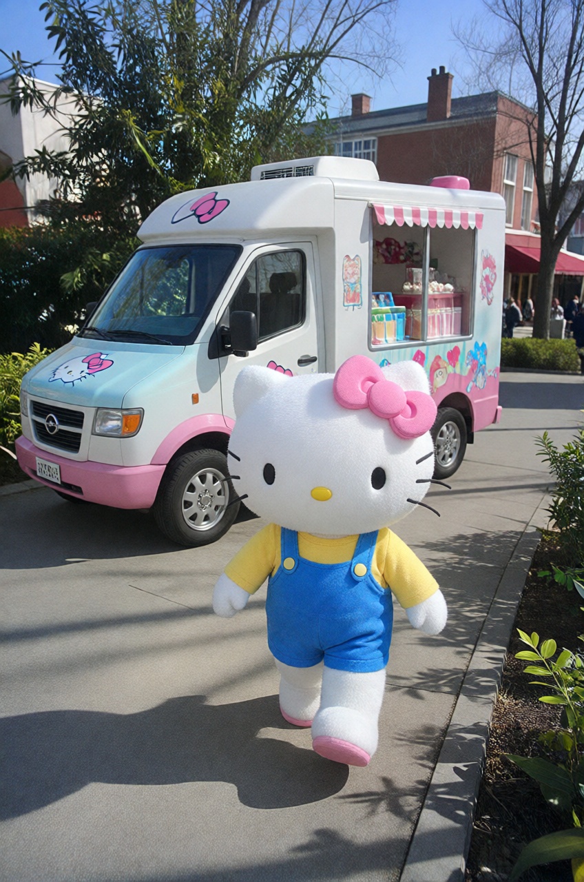 hello kitty,  ice cream truck,  walks on Tensor.Art