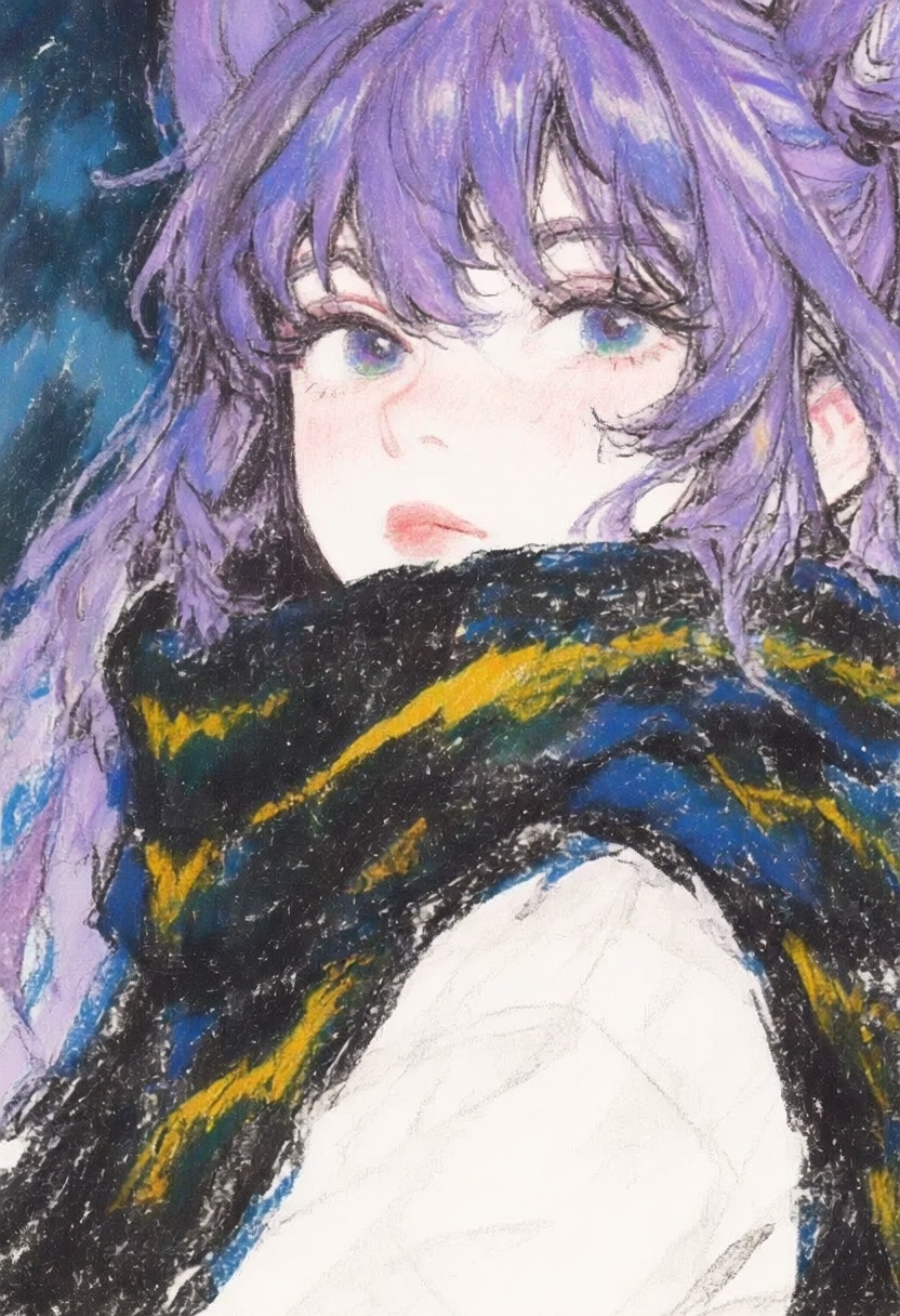 crayon_sketch,  1girl,  Keqing \genshin_impact\ on Tensor.Art