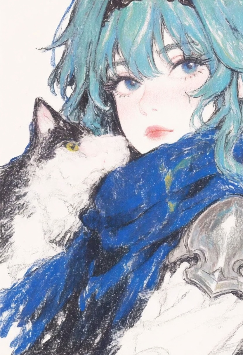 crayon_sketch,  1girl,  Eula \genshin_impact\ on Tensor.Art