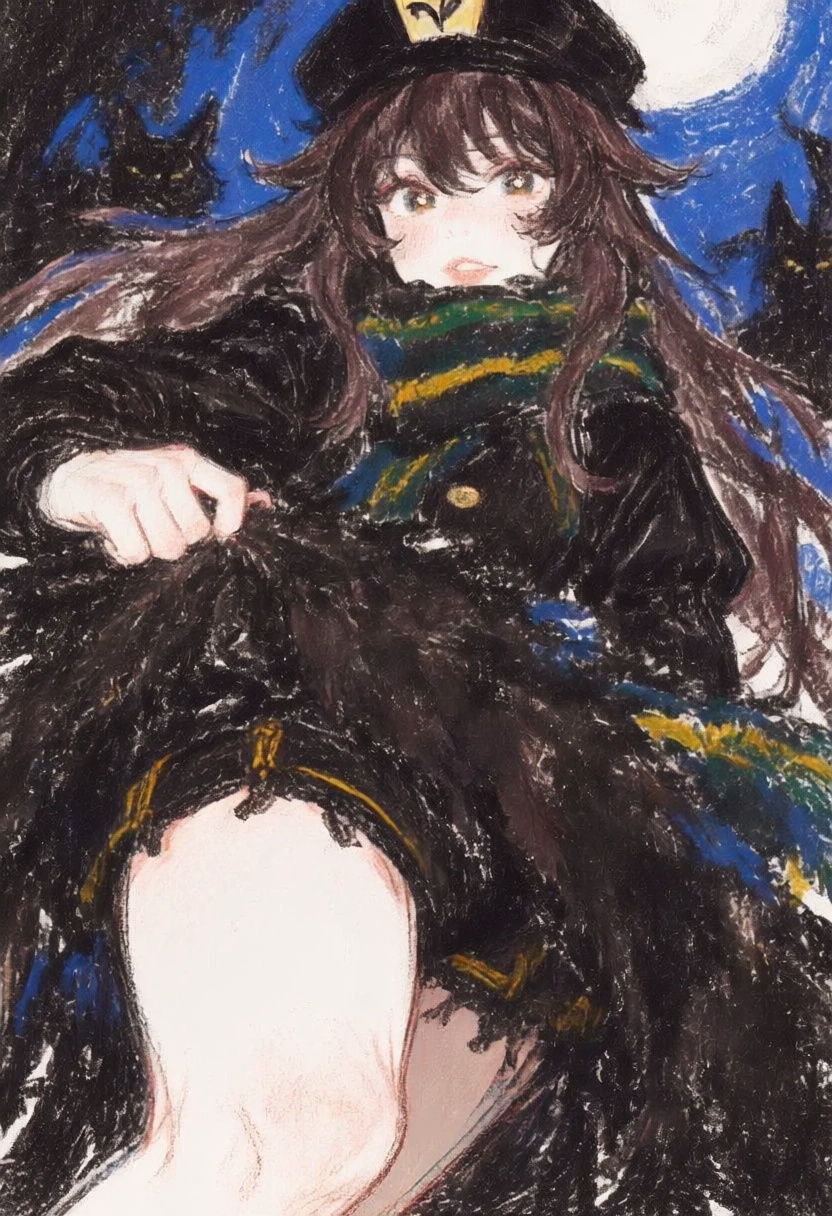 crayon_sketch,  1girl,  Hu Tao \genshin_impact\ on Tensor.Art