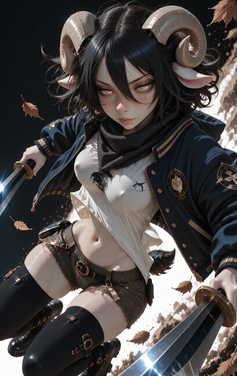 @Mirabelle a young anthropomorphic sheep woman with thick lush black curly hair,  large alluring pink eyes,  pale skin cov...