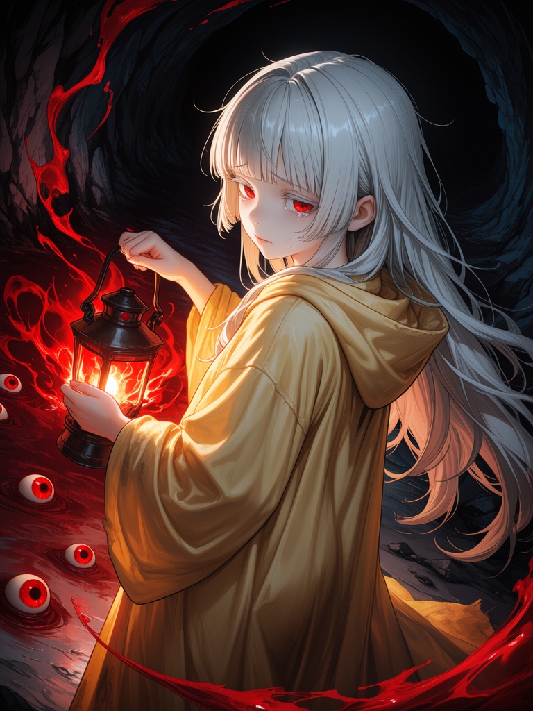 1girl,  pale white skin,  red eyes on Tensor.Art