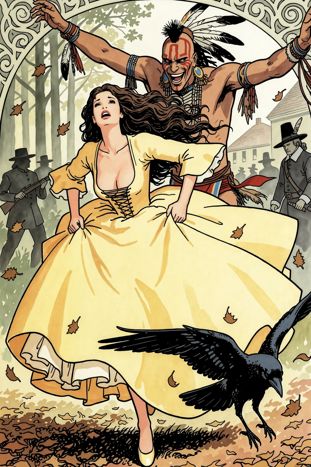 milomanara19k2e14 illustration by Milo Manara. Dark-haired woman,  with her long,  wavy hair flowing on Tensor.Art