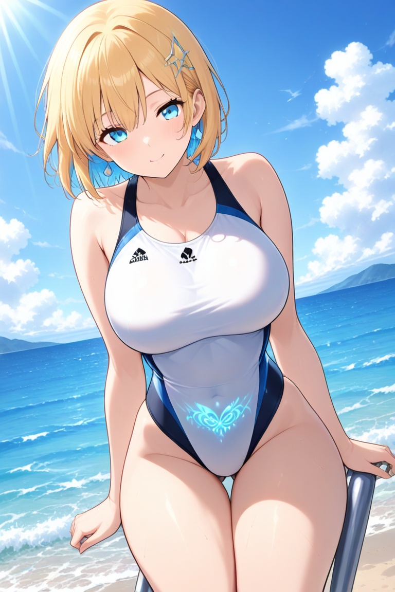 Competitive swimsuit,  Belly engraving & glows on Tensor.Art