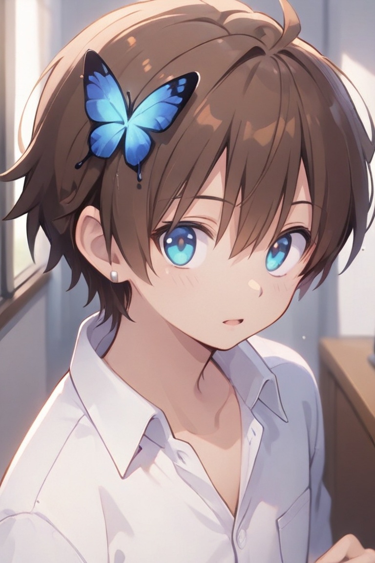 Kiyoshika-kun,  androgynous beauty,  Spiky brown hair on Tensor.Art