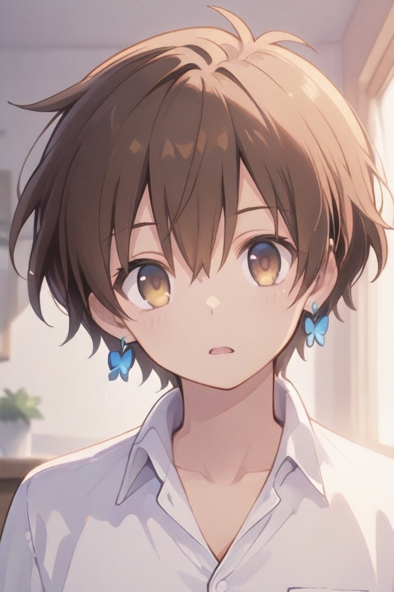 Kiyoshika-kun,  androgynous beauty,  Spiky brown hair on Tensor.Art