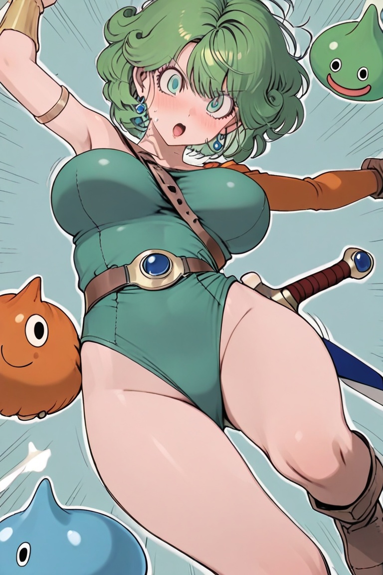Green leotard,  dq4_sofia,  SHIMERU FUBATA on Tensor.Art