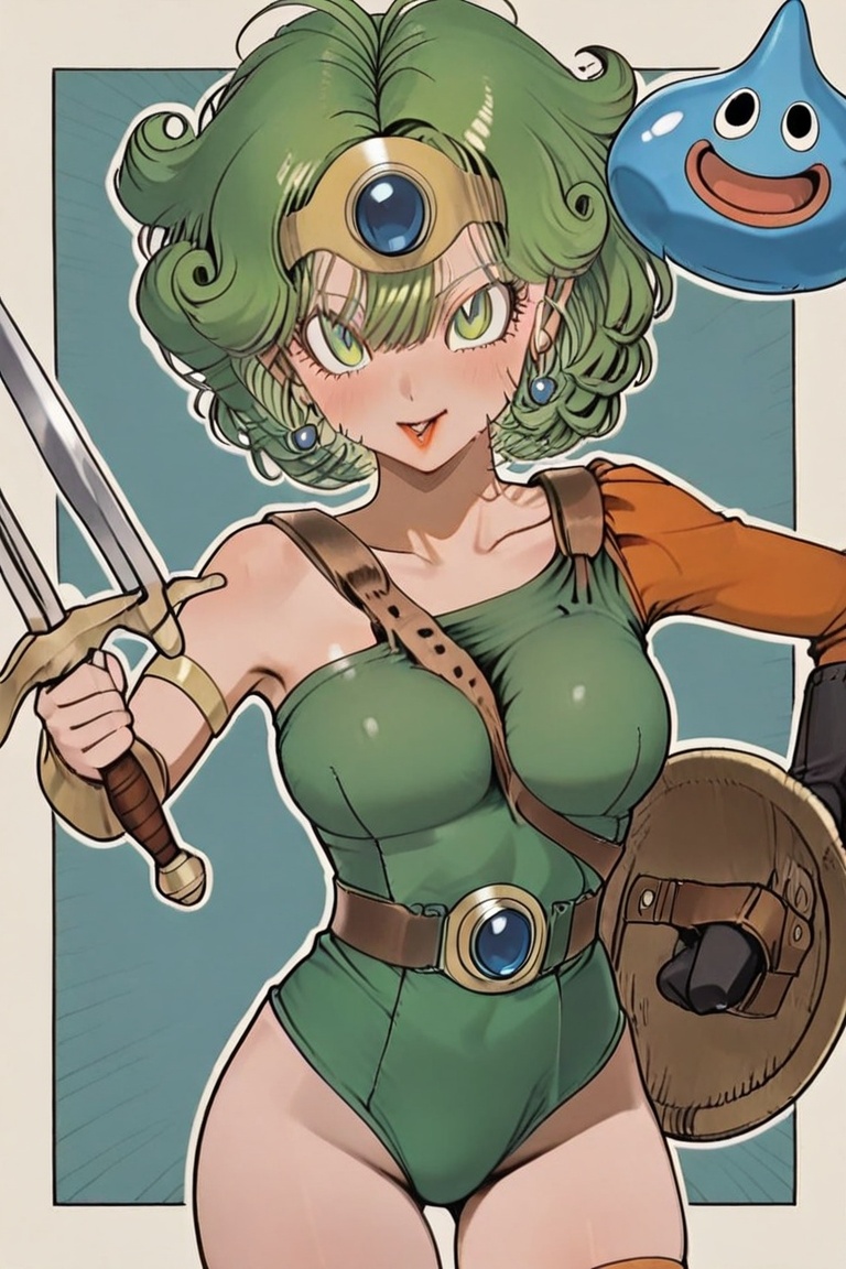 Green leotard,  dq4_sofia,  SHIMERU FUBATA on Tensor.Art