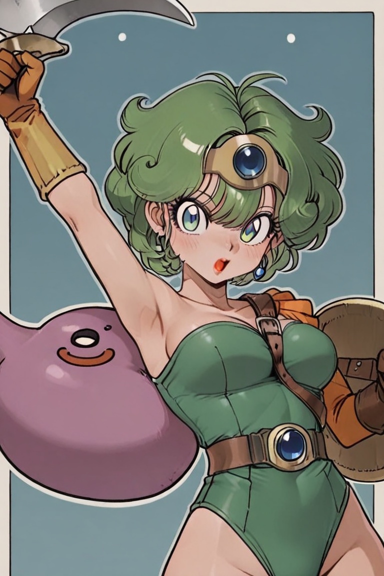 Green leotard,  dq4_sofia,  SHIMERU FUBATA on Tensor.Art