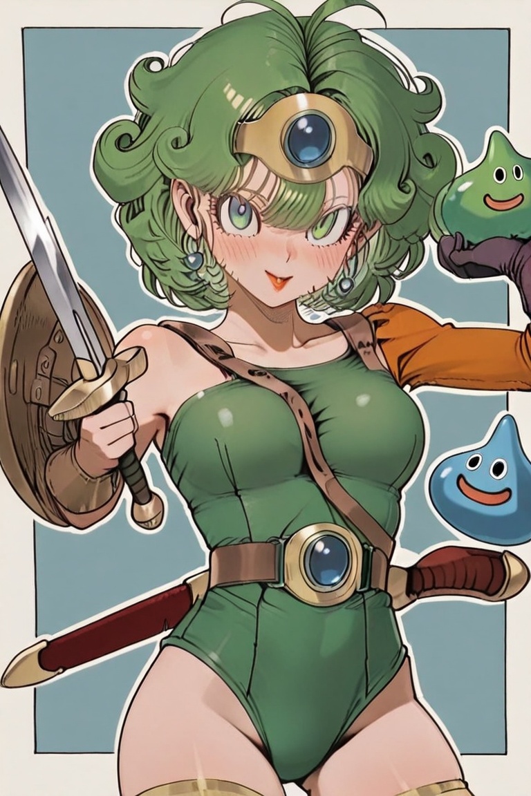 Green leotard,  dq4_sofia,  SHIMERU FUBATA on Tensor.Art