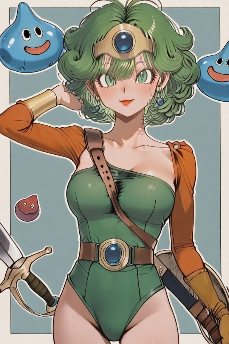 Green leotard,  dq4_sofia,  SHIMERU FUBATA on Tensor.Art
