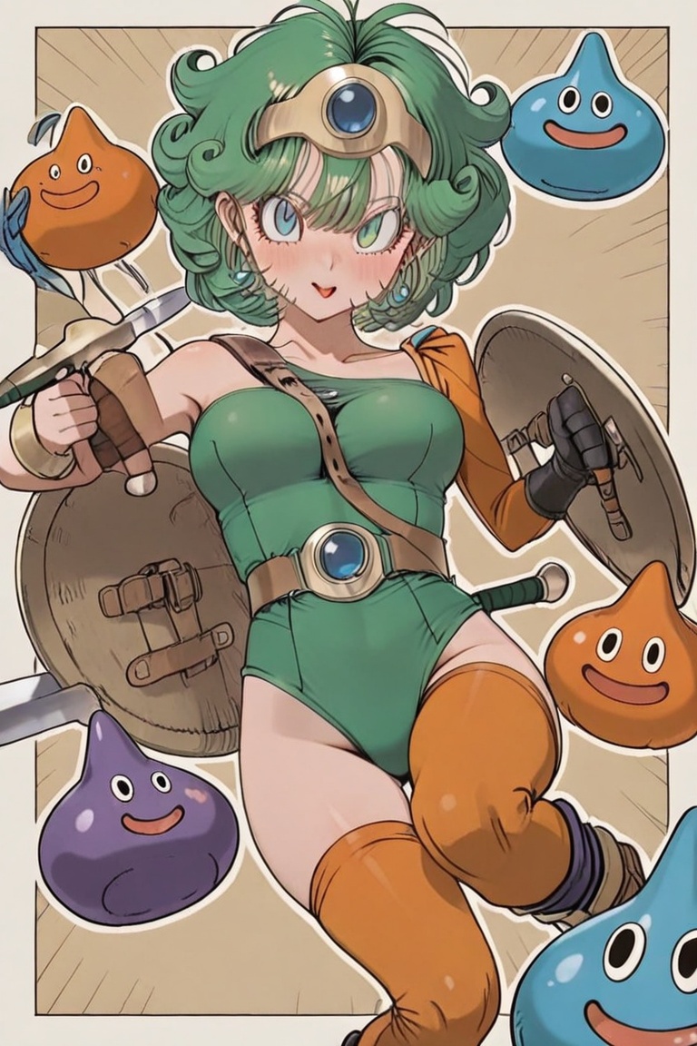 Green leotard,  dq4_sofia,  SHIMERU FUBATA on Tensor.Art