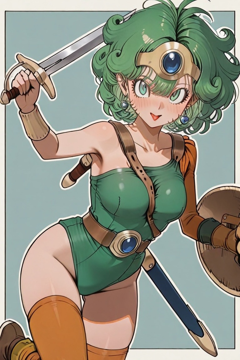 Green leotard,  dq4_sofia,  SHIMERU FUBATA on Tensor.Art