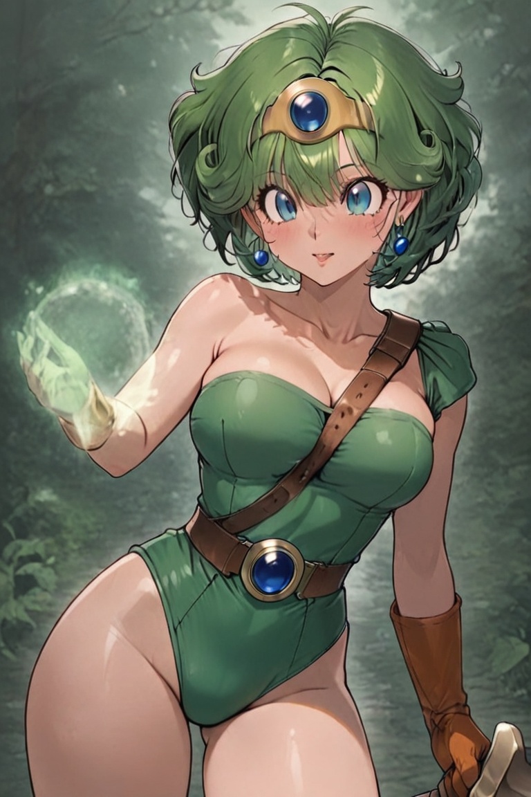 Green leotard,  dq4_sofia,  SHIMERU FUBATA on Tensor.Art