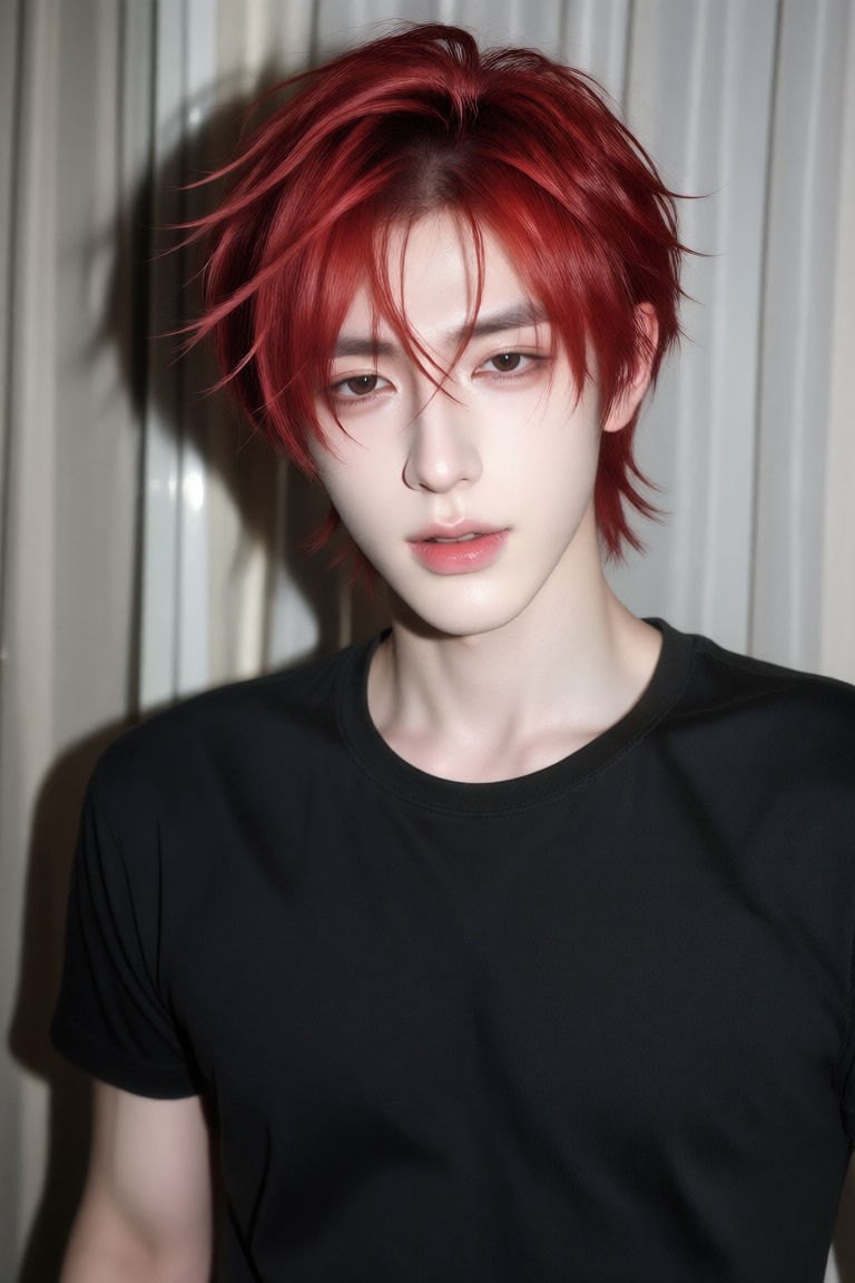 1 man,  handsome,  Red Comma hair on Tensor.Art