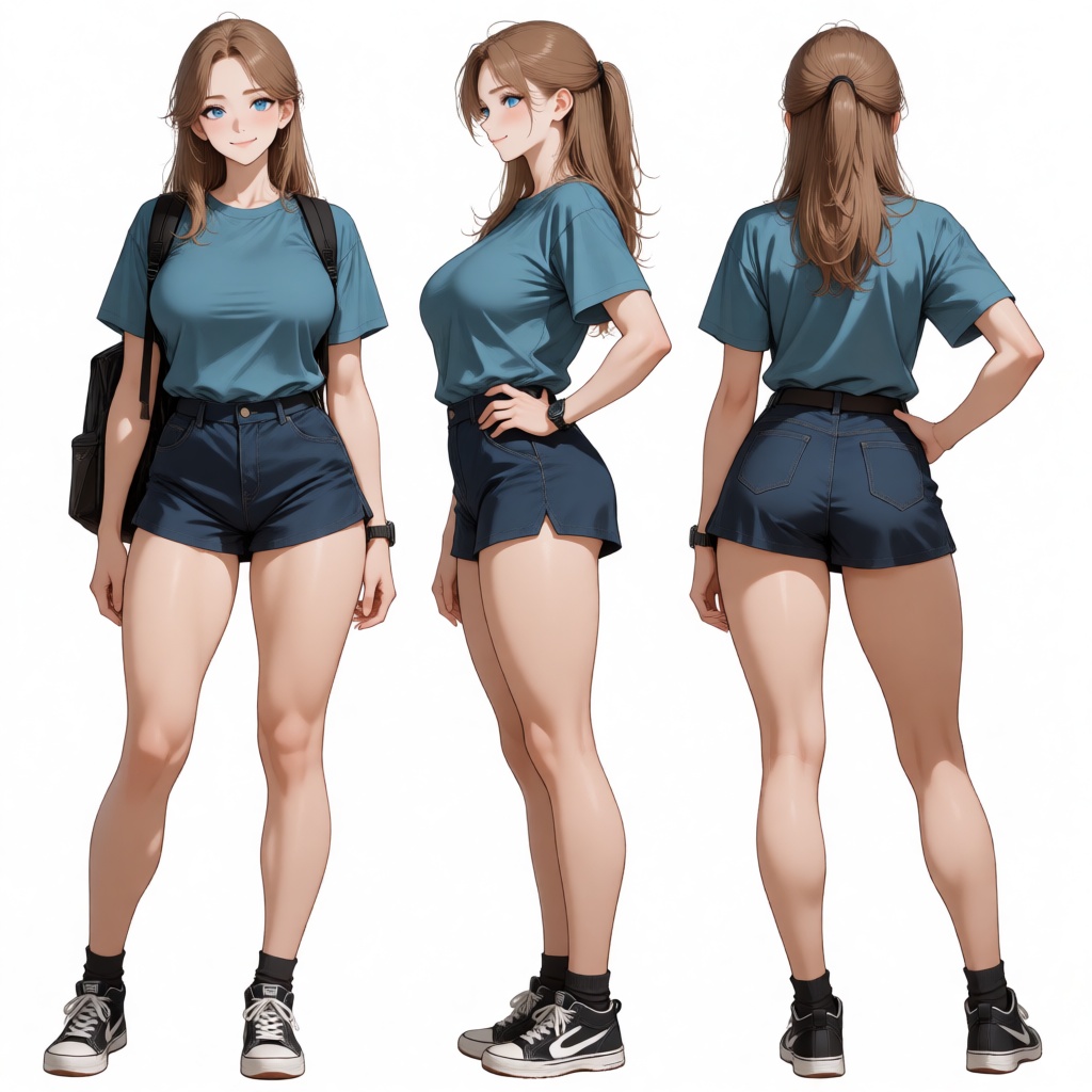 Character reference sheet,  front view,  side view on Tensor.Art