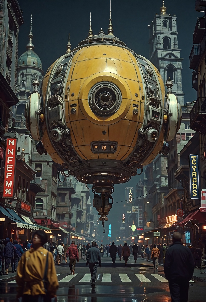 retrofuturism of city night on Tensor.Art
