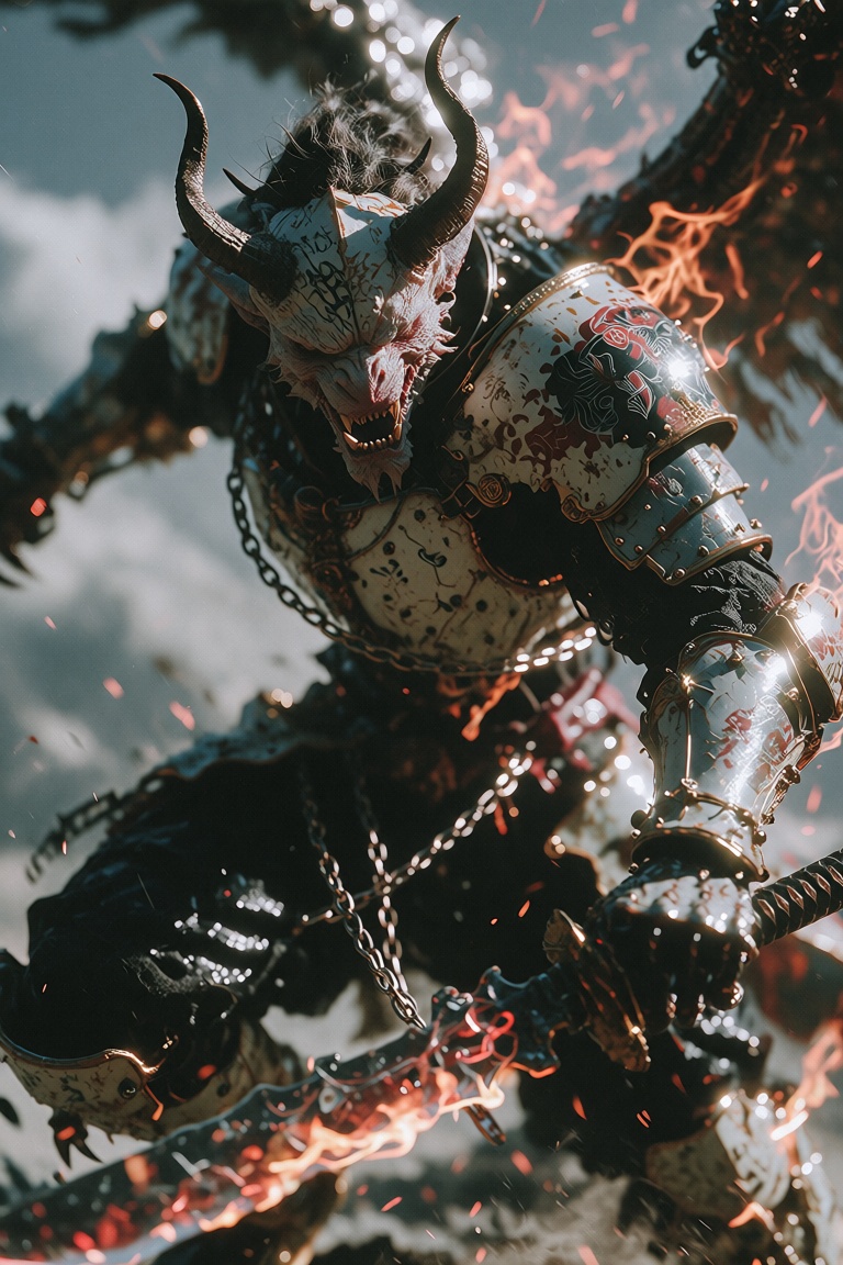 cinematic lighting,  darkBiopunk,  a mythical creature with a fierce expression on Tensor.Art