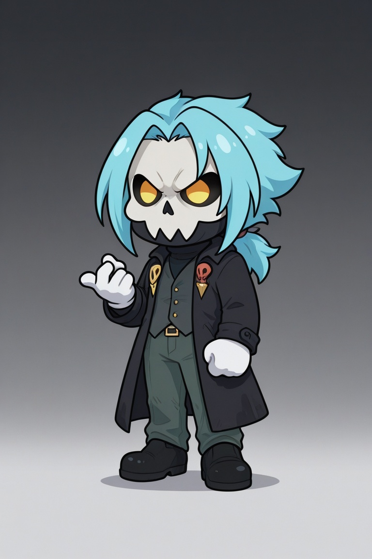 skulls,  1boy,  cyan hair on Tensor.Art