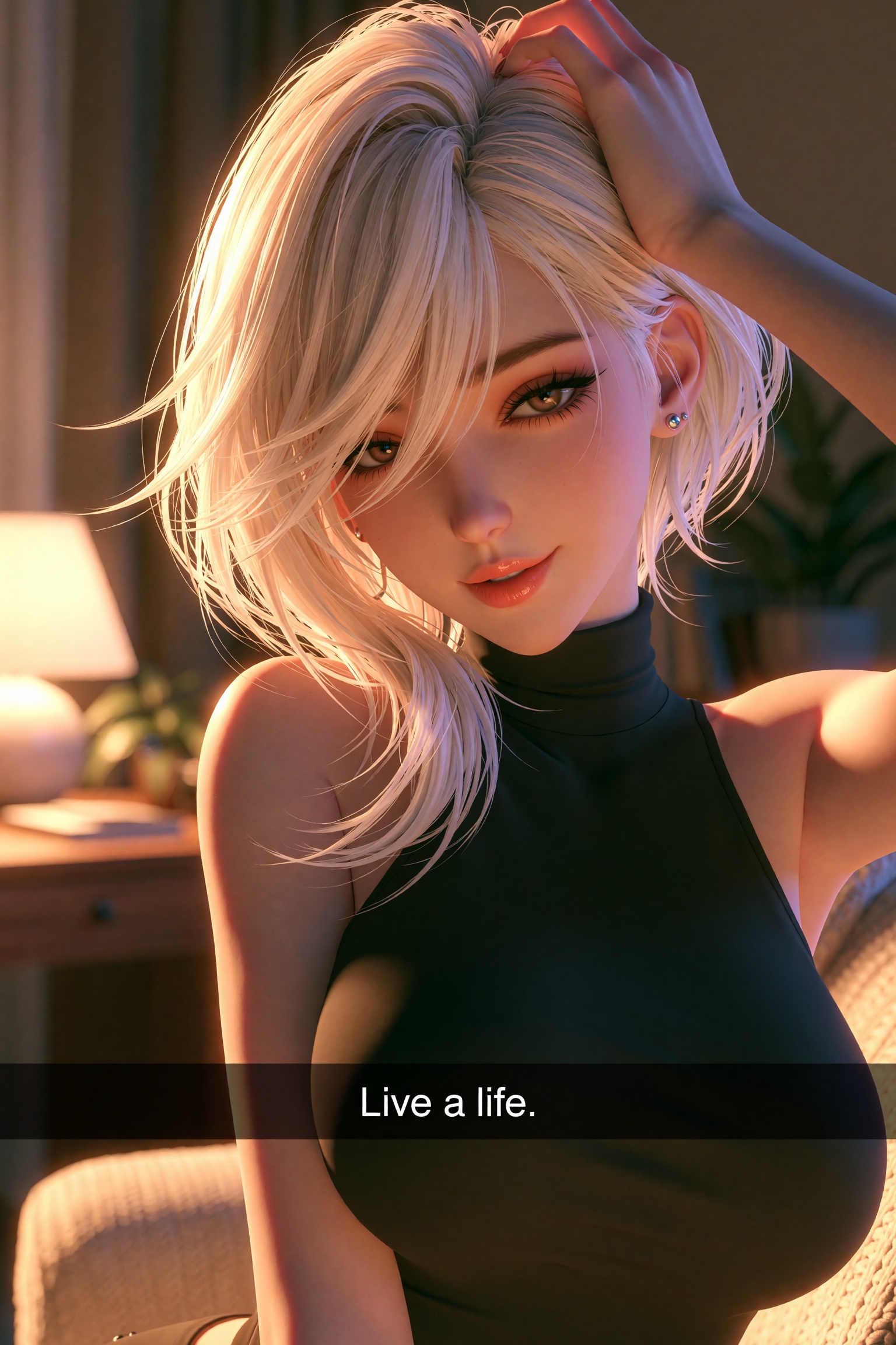 Image Style and Subject: A high-fidelity,  3D rendered digital portrait in a realistic anime-influenced style. The subject...