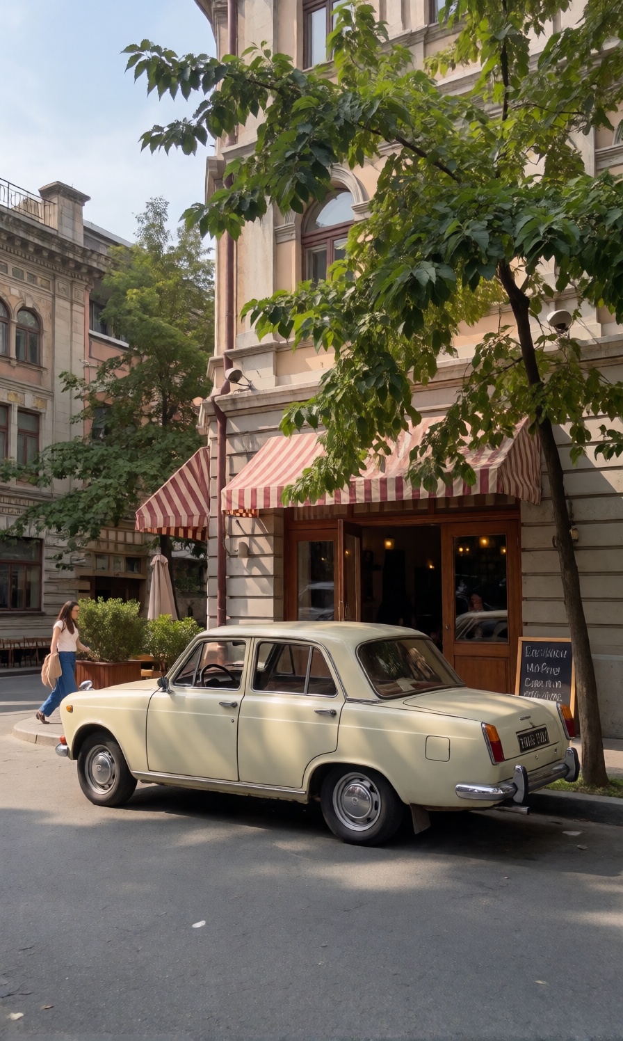 vintage car,  restaurant,  street on Tensor.Art