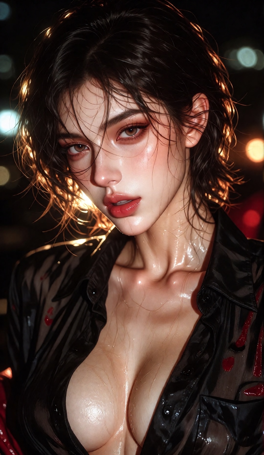 This is an niji-anime-style image,  The image features a person with dark,  slightly messy hair on Tensor.Art