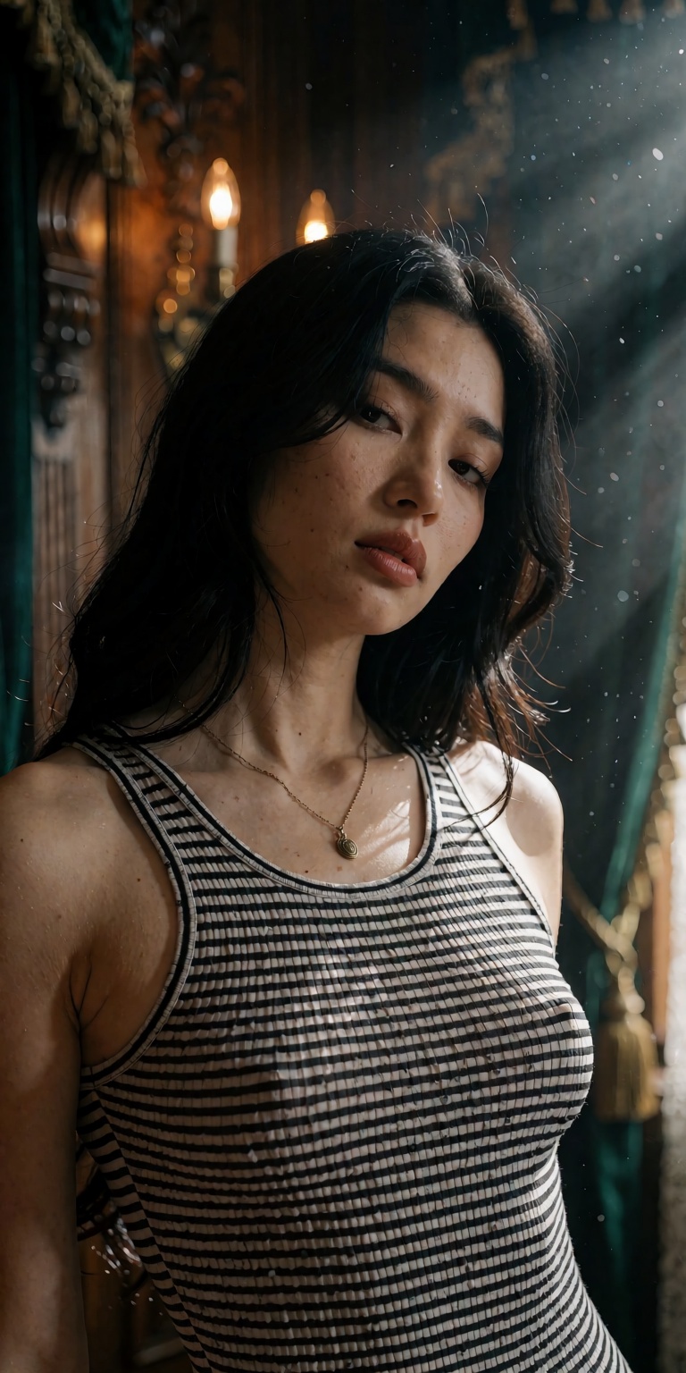 intimate dramatic low-angle three-quarter portrait,  subtle 10-degree tilt,  shot on Hasselblad 80mm f/1.4 prime lens on T...