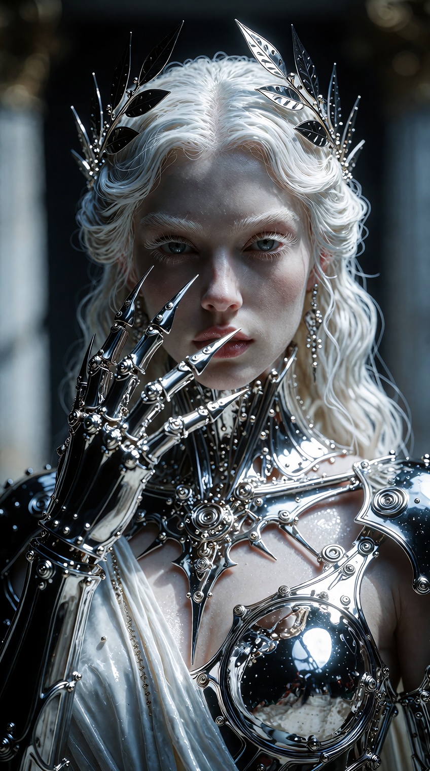 avant-garde Greek goddess,  extreme cyberpunk-gothic mythic aesthetic,  high-fashion editorial medium portrait on Tensor.Art