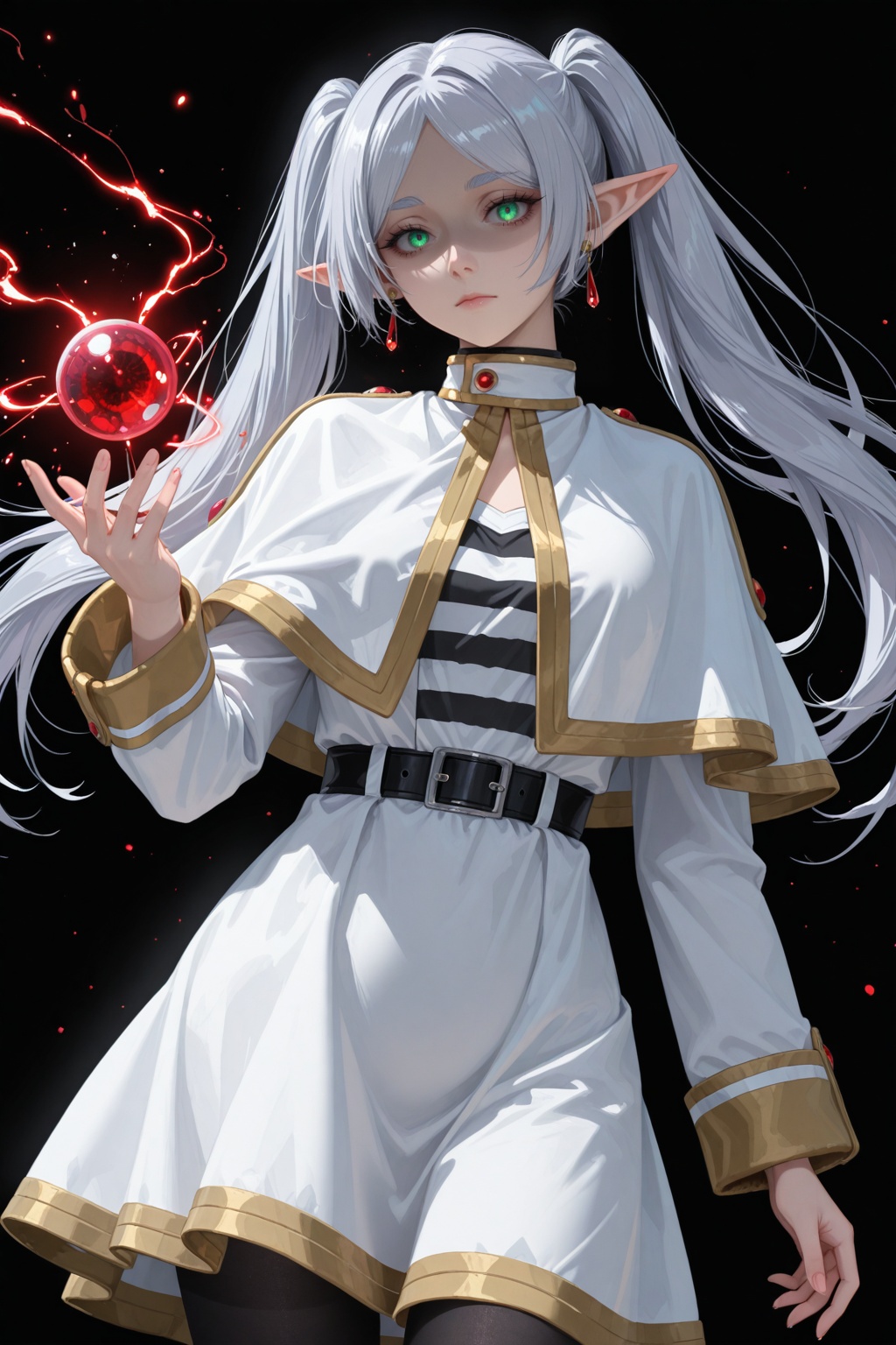 red gemstone,  orb,  striped clothes on Tensor.Art
