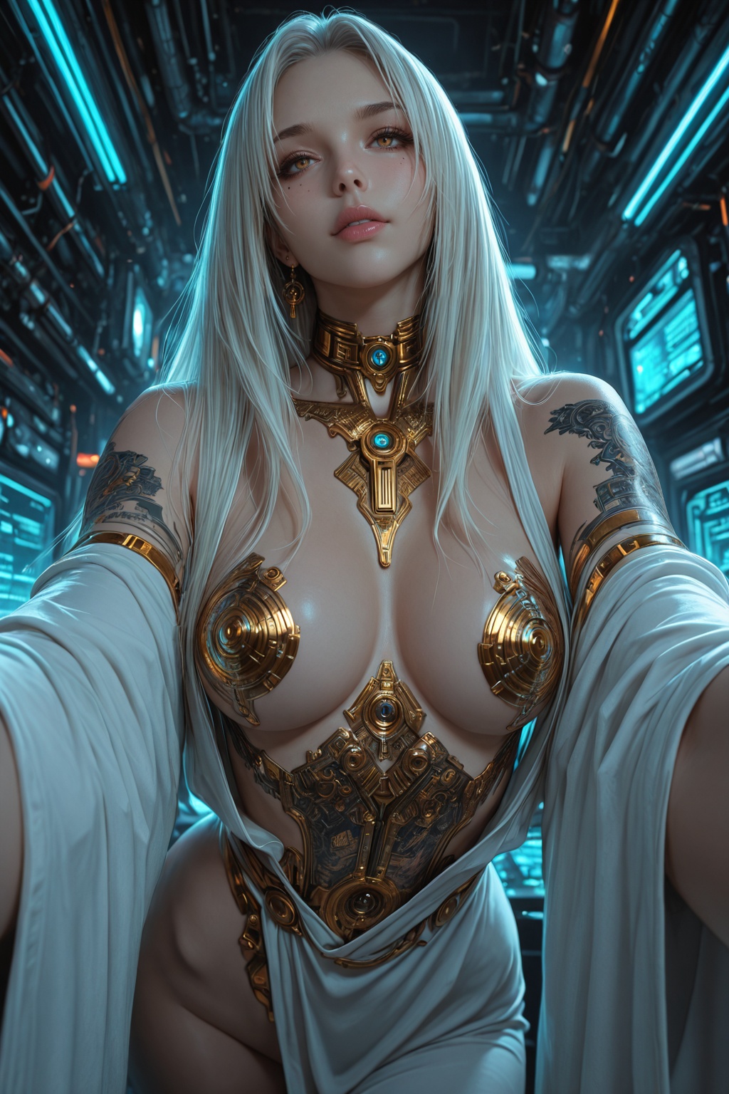 ........ .......... Cyberpunk Professional Hyperrealistic Images Featuring Beautiful And Graceful Android Women,  The woma...