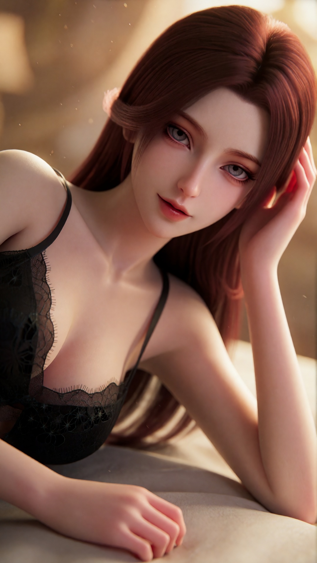 yushiqie,  medium close-up lying sideways,  loose long hair on Tensor.Art