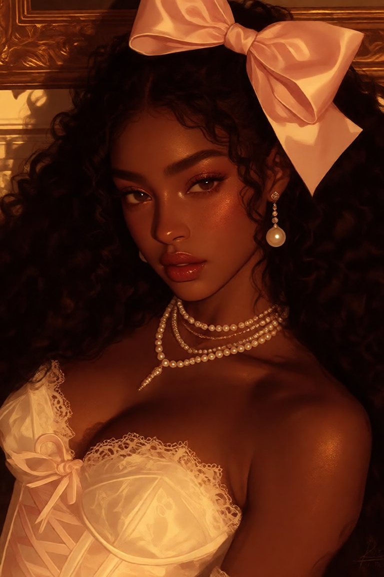 a polished semi close-up digital illustration of a breathtaking Afro-Latina woman rendered in a pseudo-realistic portrait...