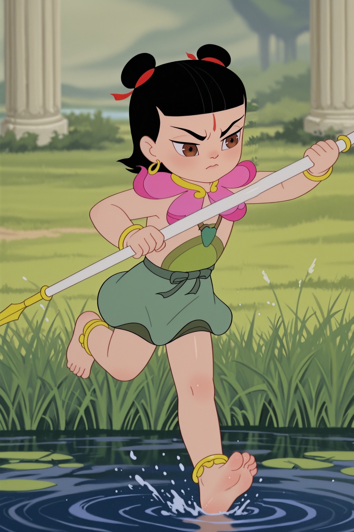 nezha,  black hair,  brown eyes on Tensor.Art