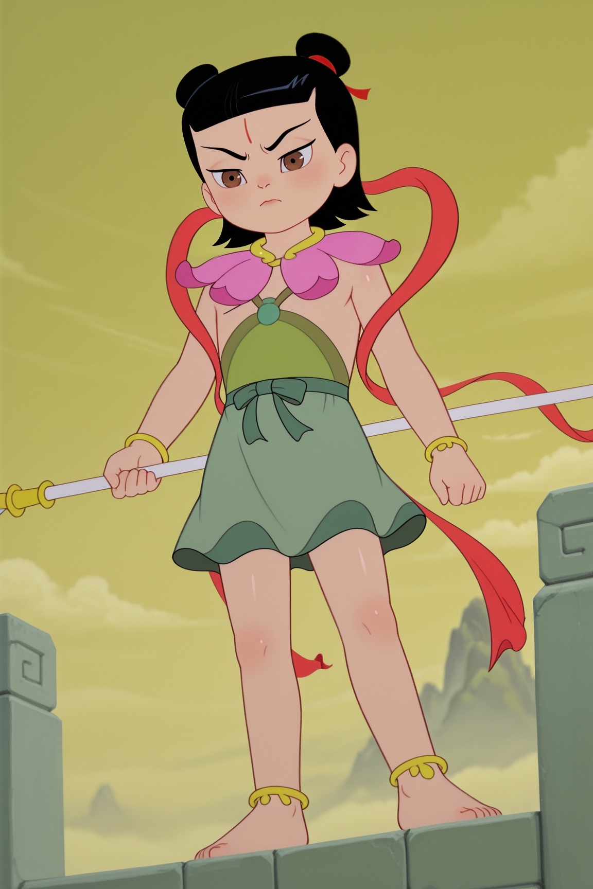 nezha,  black hair,  brown eyes on Tensor.Art